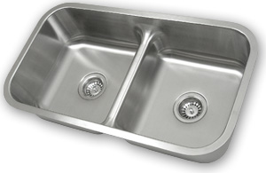 Stainless Steel Double Bowl Undermount Sink with Low Divider